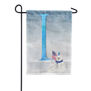 Polar Bear Snow Family Double Sided Monogram Garden Flag