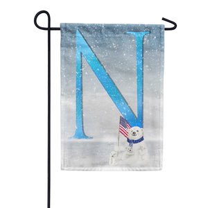 Polar Bear Snow Family Double Sided Monogram Garden Flag