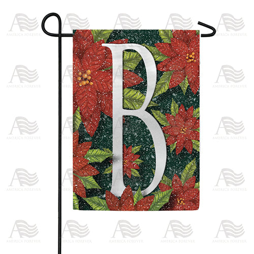Snowy Poinsettias Double Sided Monogram Garden Flag