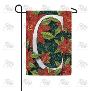 Snowy Poinsettias Double Sided Monogram Garden Flag