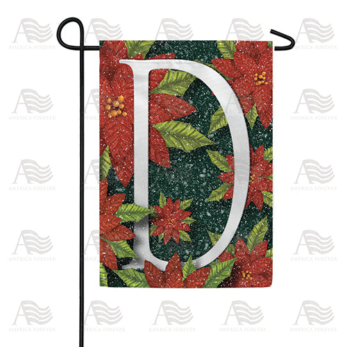 Snowy Poinsettias Double Sided Monogram Garden Flag