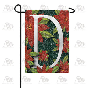 Snowy Poinsettias Double Sided Monogram Garden Flag