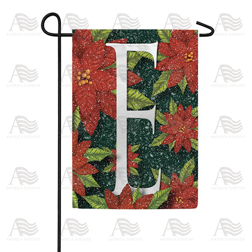 Snowy Poinsettias Double Sided Monogram Garden Flag