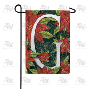 Snowy Poinsettias Double Sided Monogram Garden Flag