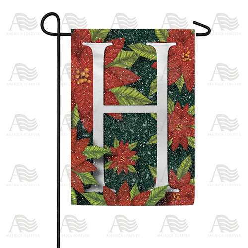 Snowy Poinsettias Double Sided Monogram Garden Flag