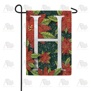 Snowy Poinsettias Double Sided Monogram Garden Flag