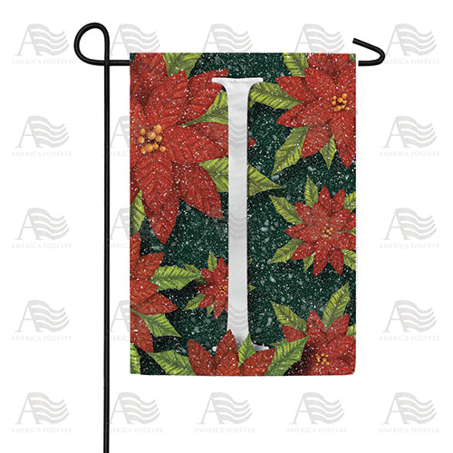 Snowy Poinsettias Double Sided Monogram Garden Flag