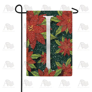 Snowy Poinsettias Double Sided Monogram Garden Flag