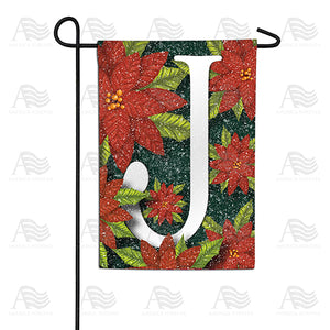 Snowy Poinsettias Double Sided Monogram Garden Flag