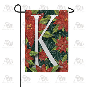Snowy Poinsettias Double Sided Monogram Garden Flag