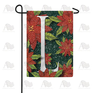 Snowy Poinsettias Double Sided Monogram Garden Flag