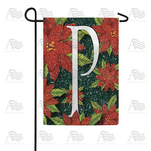 Snowy Poinsettias Double Sided Monogram Garden Flag