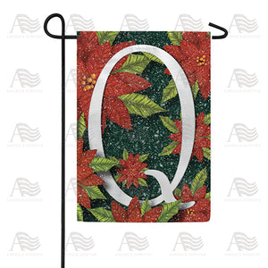 Snowy Poinsettias Double Sided Monogram Garden Flag