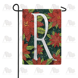 Snowy Poinsettias Double Sided Monogram Garden Flag