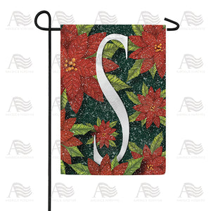 Snowy Poinsettias Double Sided Monogram Garden Flag