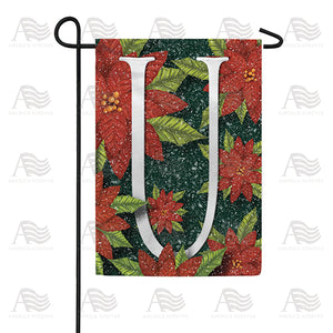 Snowy Poinsettias Double Sided Monogram Garden Flag