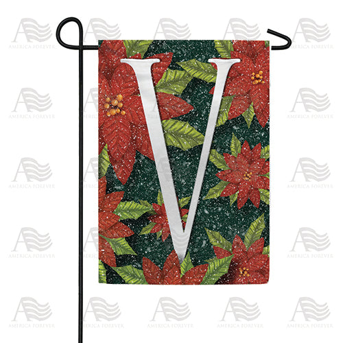 Snowy Poinsettias Double Sided Monogram Garden Flag