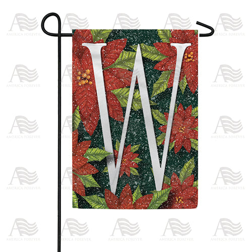 Snowy Poinsettias Double Sided Monogram Garden Flag