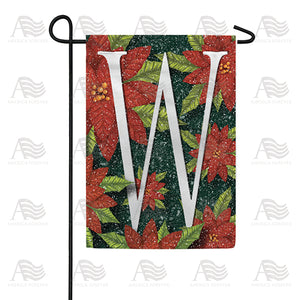 Snowy Poinsettias Double Sided Monogram Garden Flag