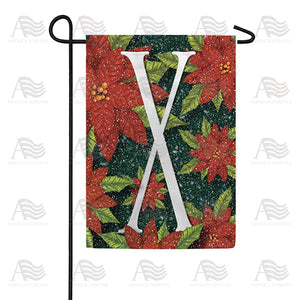 Snowy Poinsettias Double Sided Monogram Garden Flag
