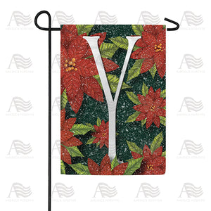 Snowy Poinsettias Double Sided Monogram Garden Flag