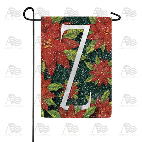 Snowy Poinsettias Double Sided Monogram Garden Flag