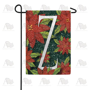 Snowy Poinsettias Double Sided Monogram Garden Flag