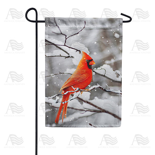 Cardinal on Snowy Branch Double Sided Garden Flag