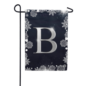Silver Snowflakes Monogram Double Sided Garden Flag