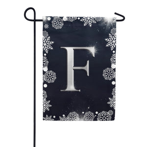 Silver Snowflakes Monogram Double Sided Garden Flag