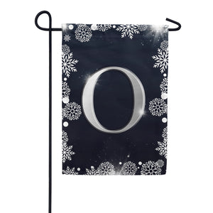 Silver Snowflakes Monogram Double Sided Garden Flag