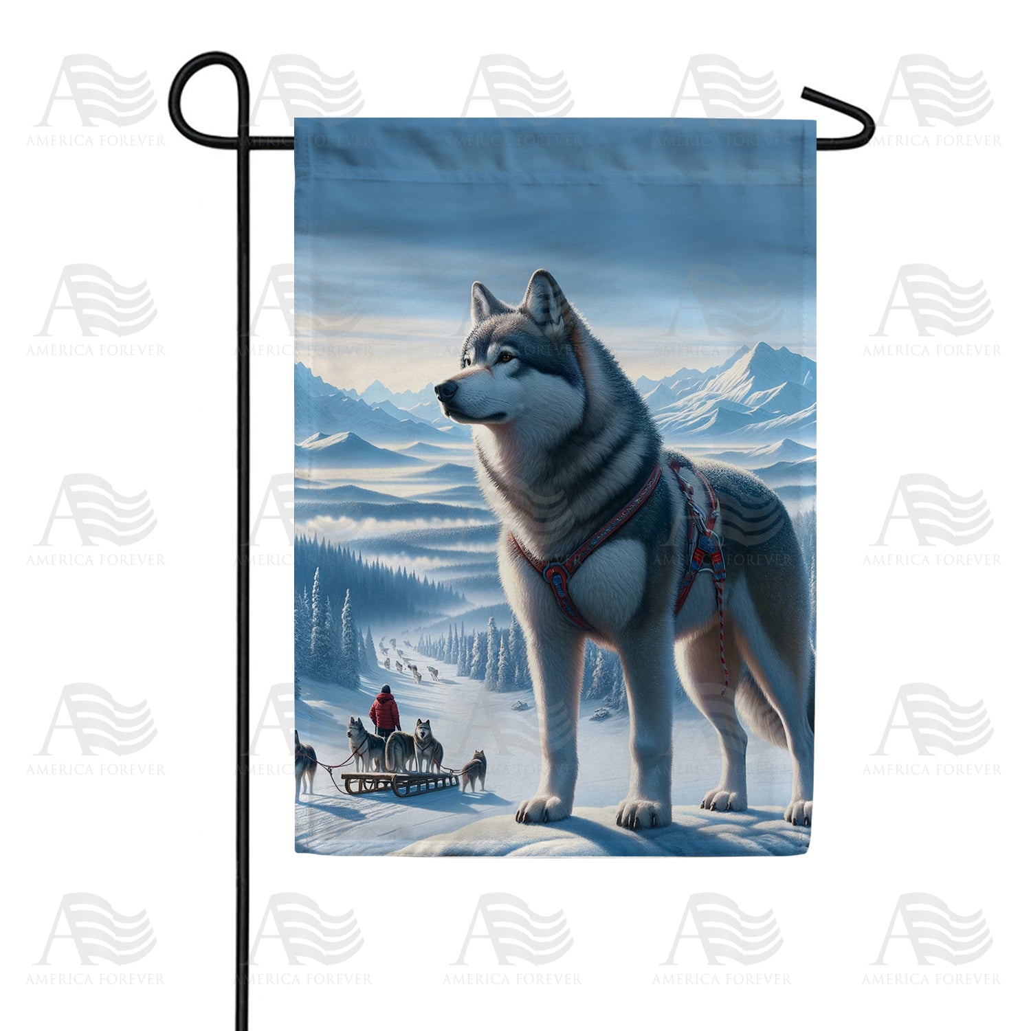 Winter Husky Sled Double Sided Garden Flag