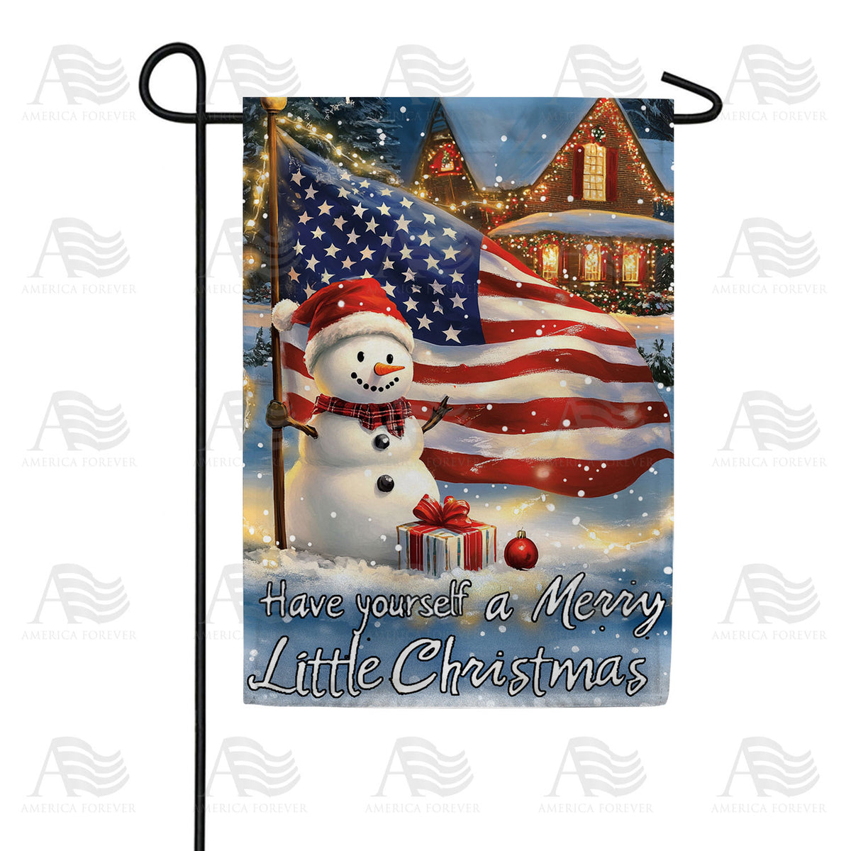 Patriotic Snowman Christmas Double Sided Garden Flag