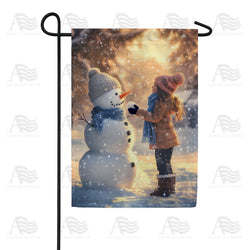 Child & Snowman Winter Double Sided Garden Flag