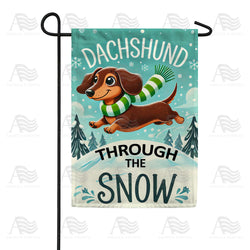 Dachshund Through The Snow Double Sided Garden Flag