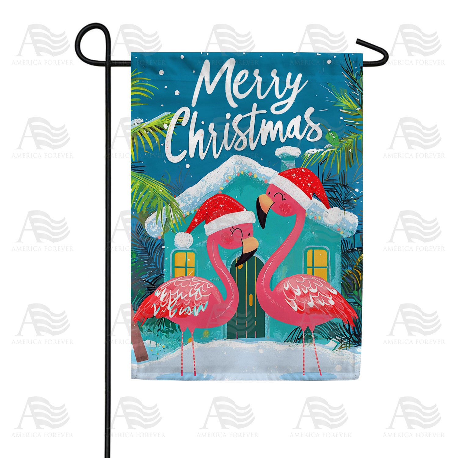 Festive Flamingos Christmas Double Sided Garden Flag