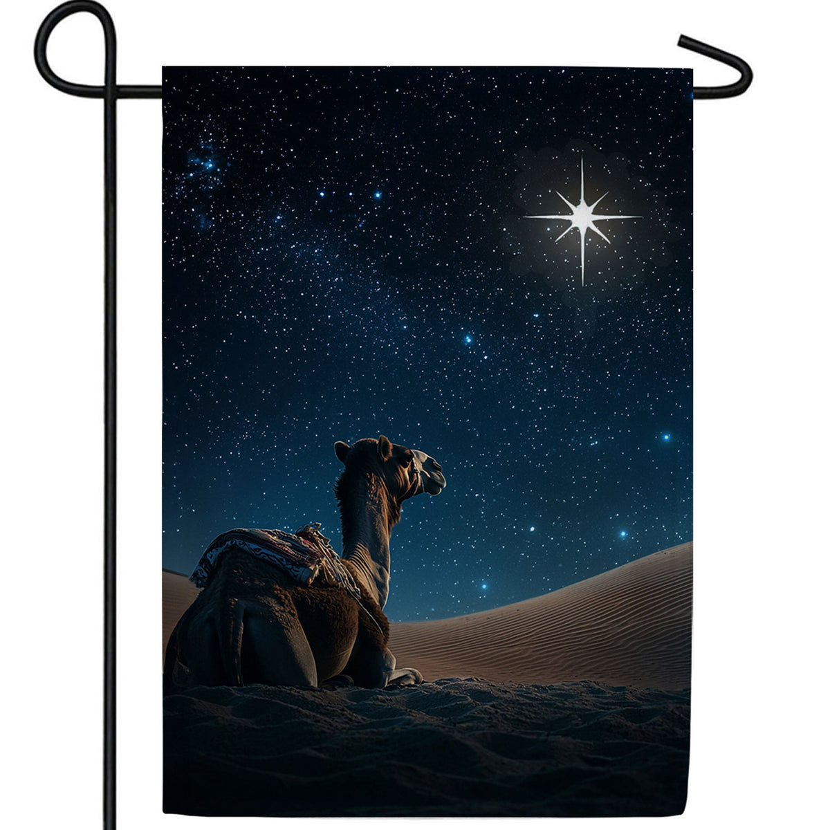 Camel Under Star Christmas Double Sided Garden Flag