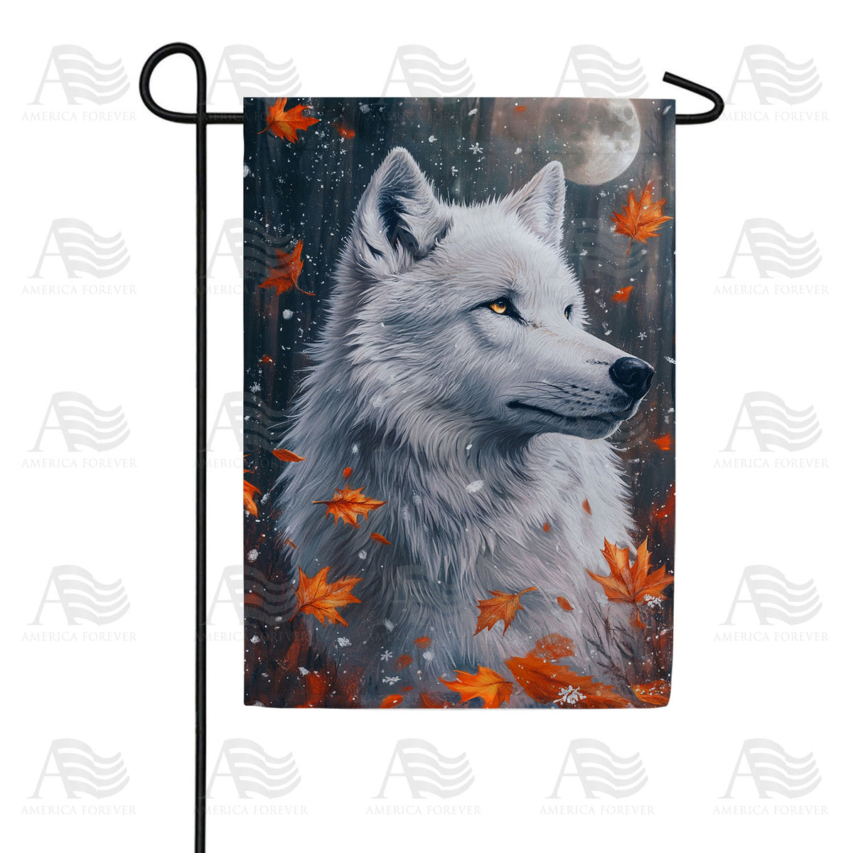 Noble Wolf Autumn Portrait Double Sided Garden Flag