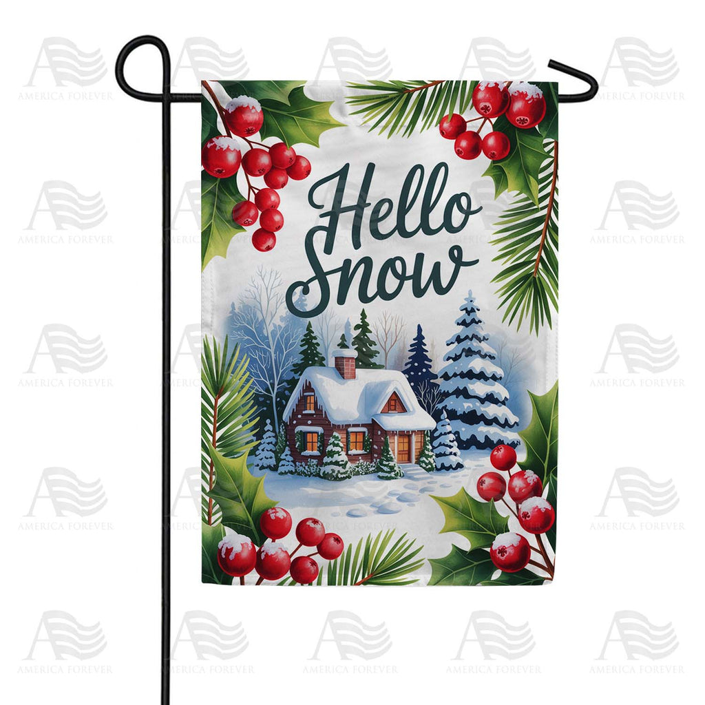 Hello Snow Winter Garden Flag