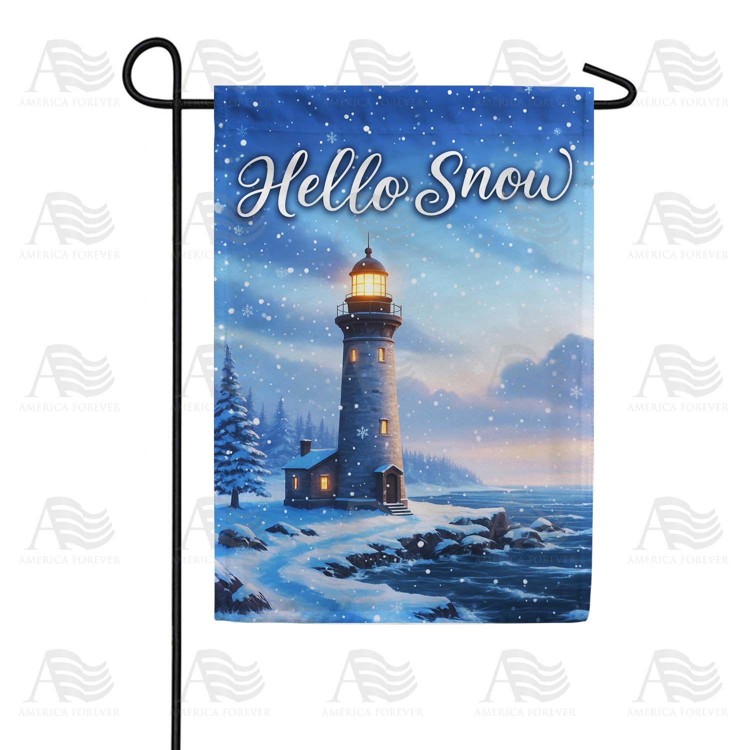 Lighthouse Winter Scene Garden Flag