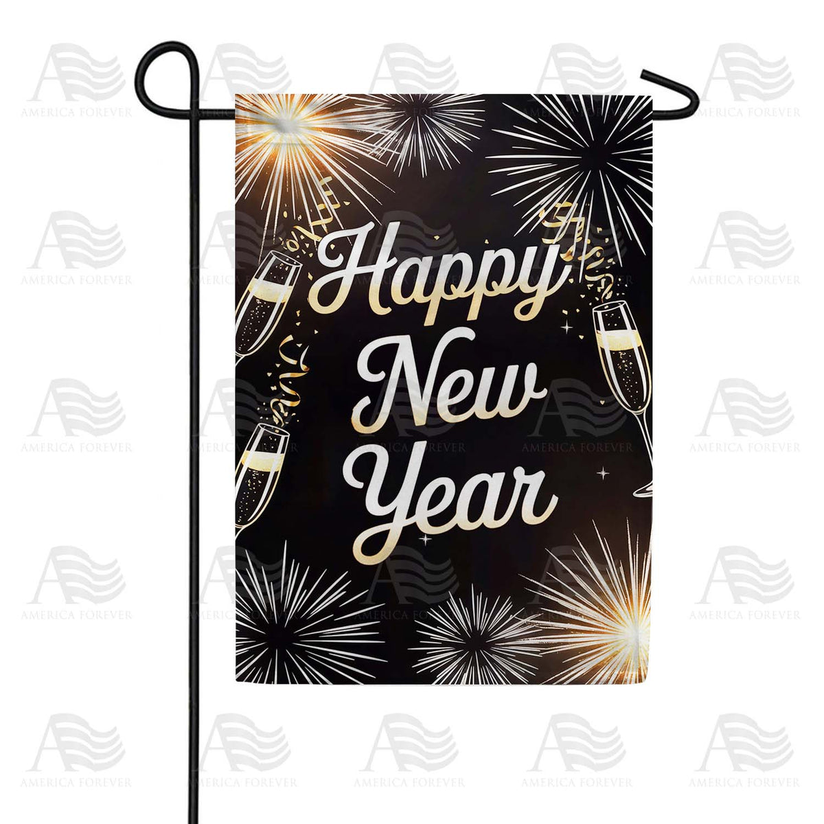 New Year Fireworks Garden Flag