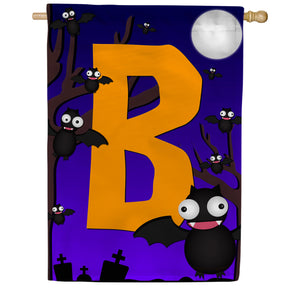 Crazy Bat Party Monogram Double Sided House Flag