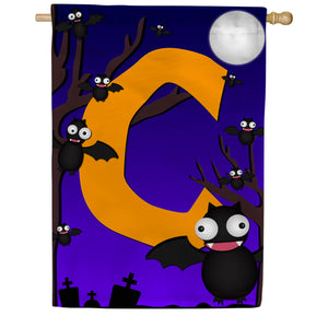 Crazy Bat Party Monogram Double Sided House Flag