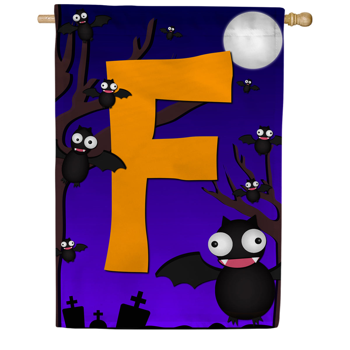 Crazy Bat Party Monogram Double Sided House Flag