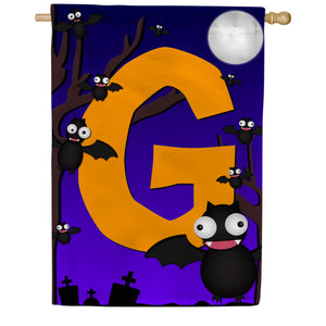 Crazy Bat Party Monogram Double Sided House Flag