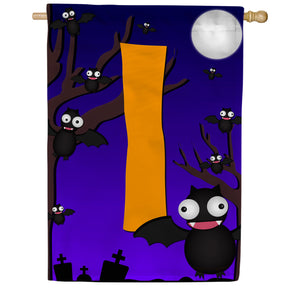 Crazy Bat Party Monogram Double Sided House Flag