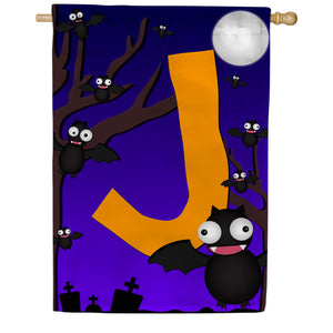 Crazy Bat Party Monogram Double Sided House Flag