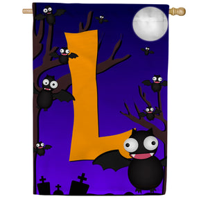 Crazy Bat Party Monogram Double Sided House Flag