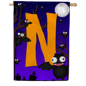 Crazy Bat Party Monogram Double Sided House Flag