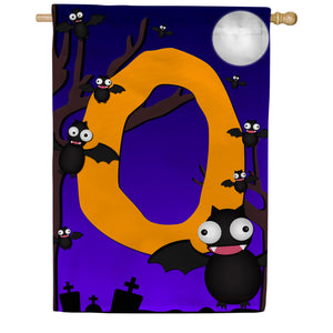 Crazy Bat Party Monogram Double Sided House Flag